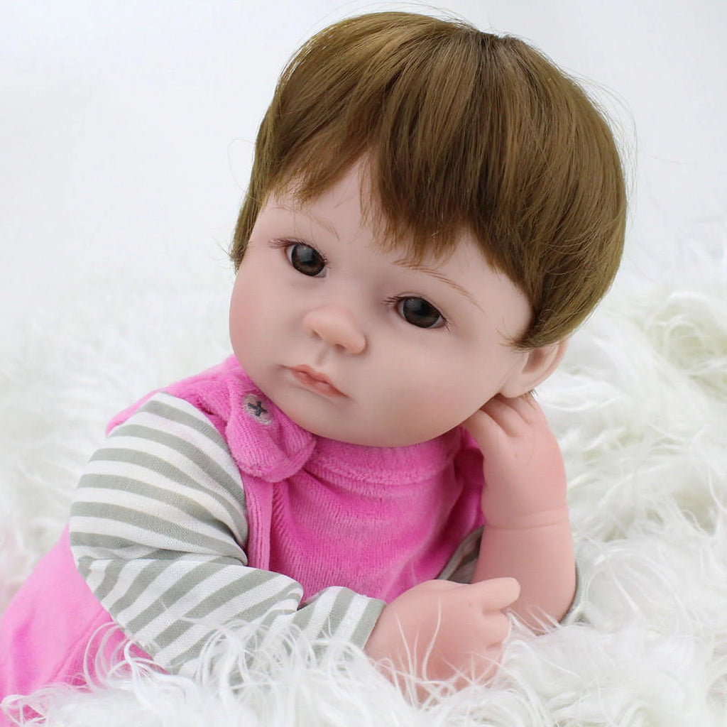 18" Handmade Reborn Silicone Vinyl Baby Doll with Hair A700