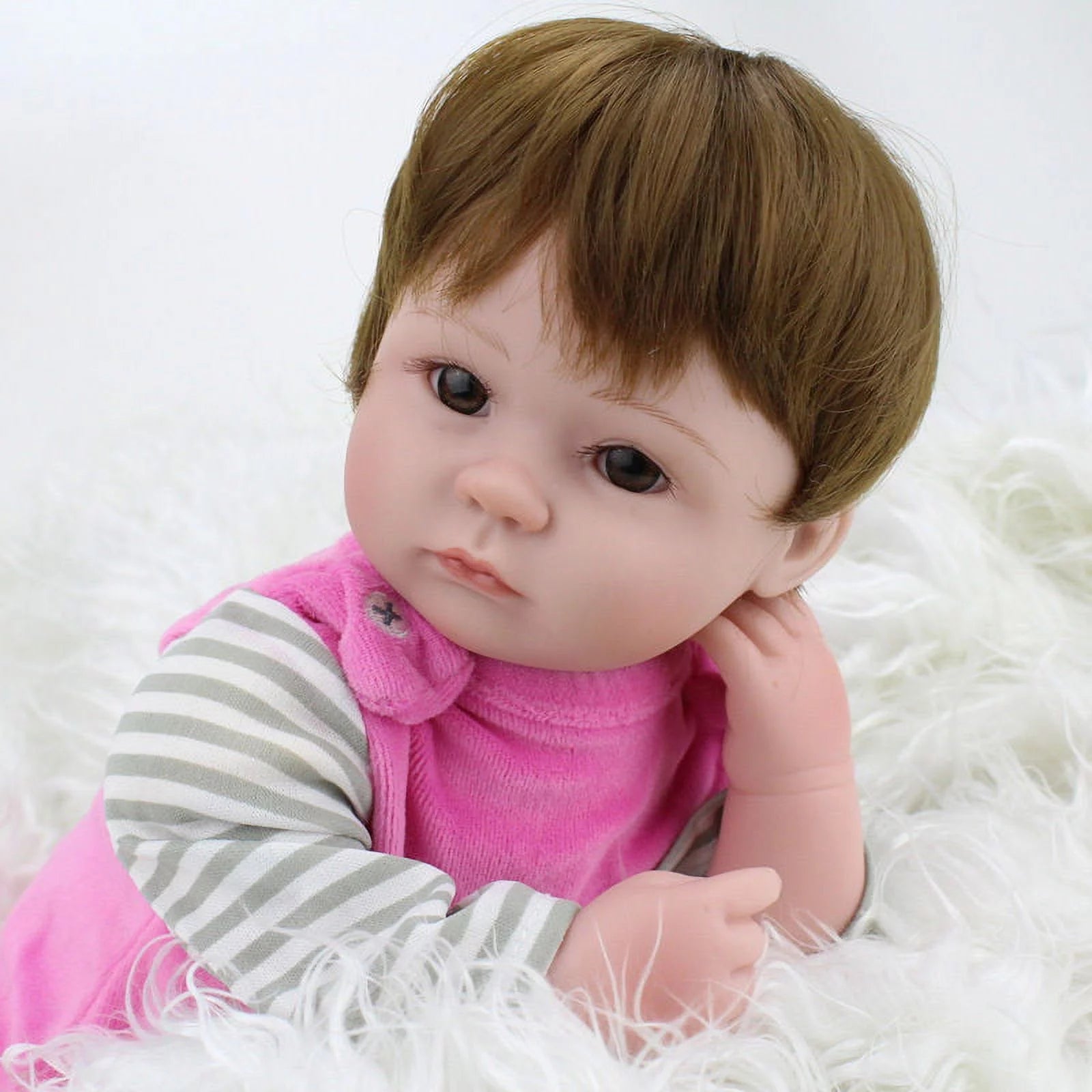 18" Handmade Reborn Silicone Vinyl Baby Doll with Hair A700