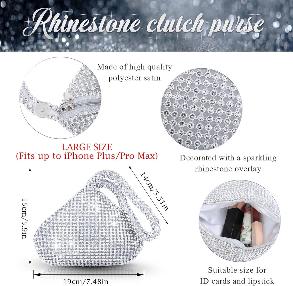 Silver Rhinestone Clutch Bag (Large) W235345