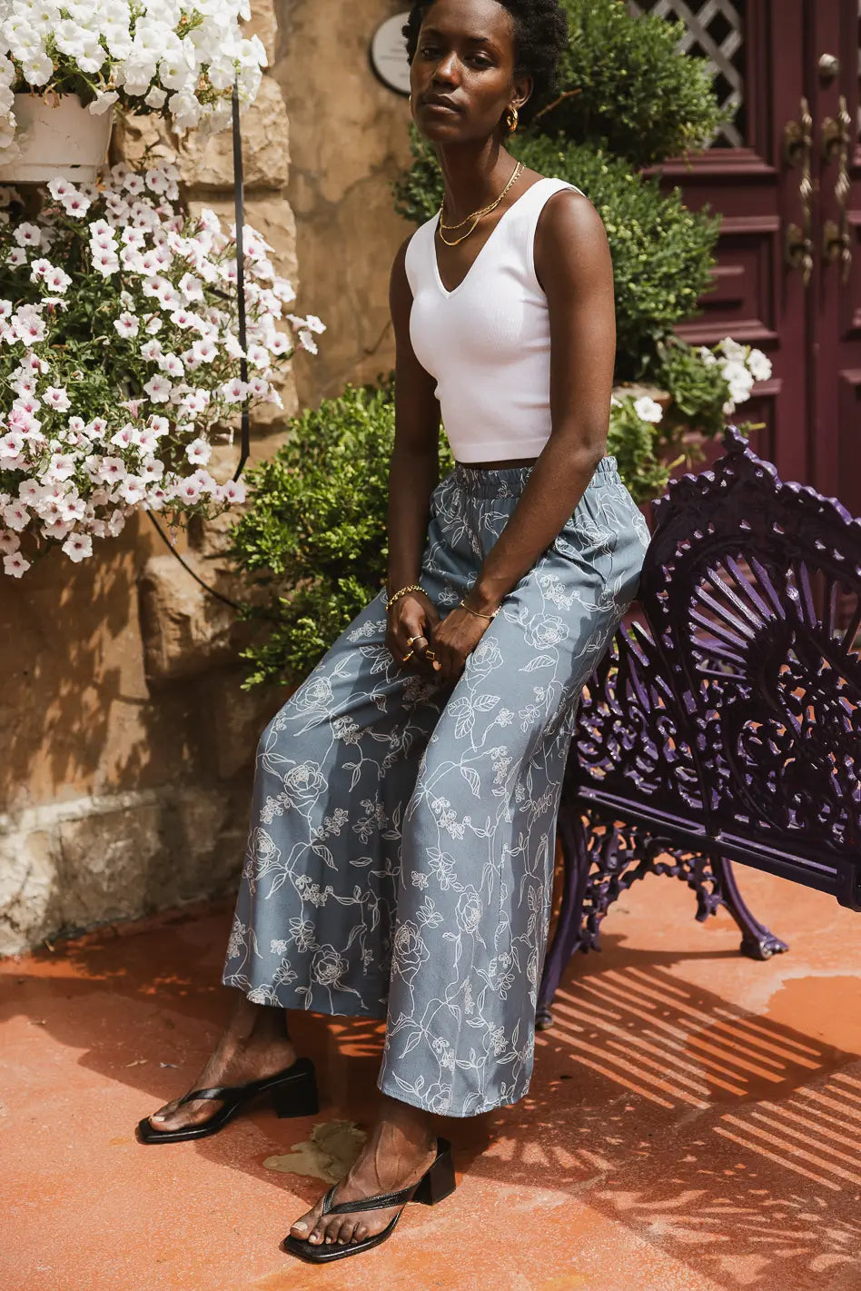 Floral Pants in Blue V678