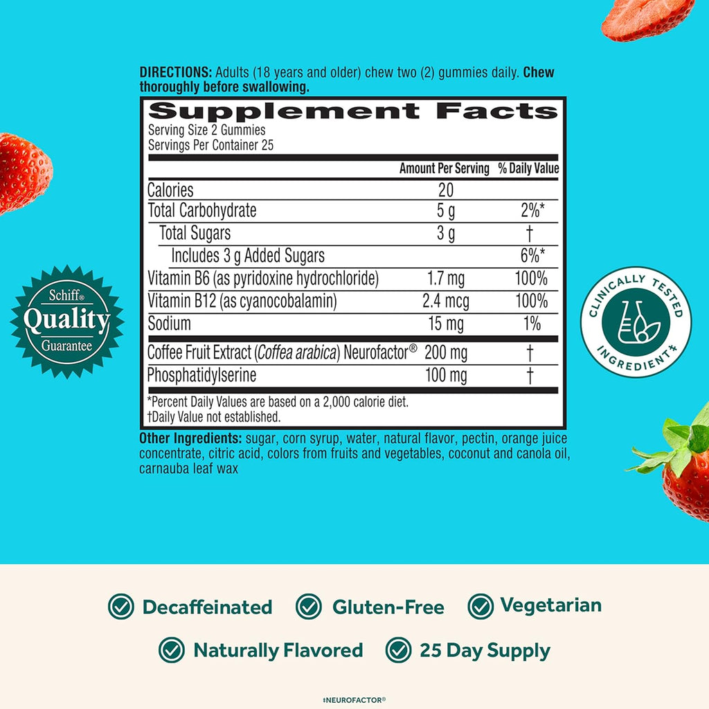 Brain Supplement with Vitamins B6 & B12, 50ct Strawberry Gummies F268729