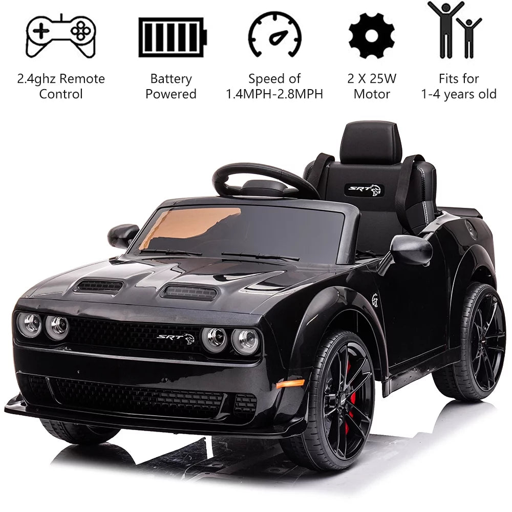 Black Licensed Dodge Challenger Battery Powered Kids Electric Car I992