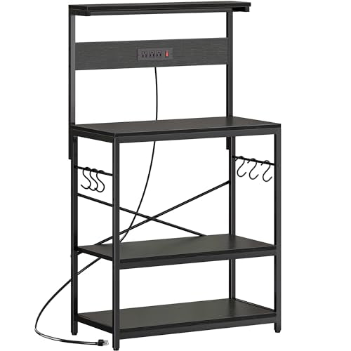 Rustic Brown 4 Tiers Kitchen Bakers Rack with Power Outlet B177