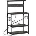 Rustic Brown 4 Tiers Kitchen Bakers Rack with Power Outlet B177