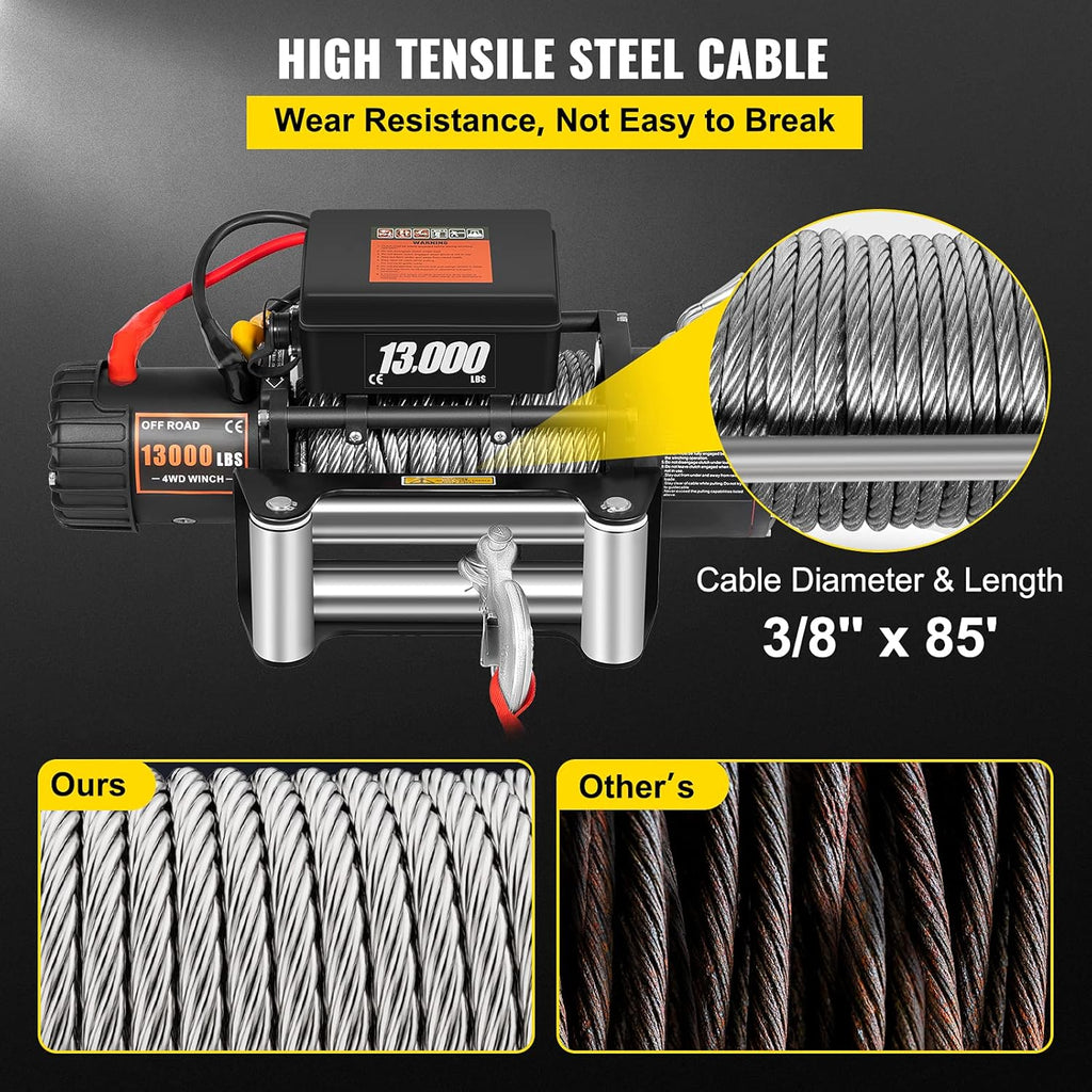 13000lbs Electric Winch with 85ft Cable Steel L7519