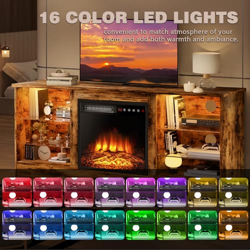 70" Modern Wood Media TV Console with Fireplace T208961