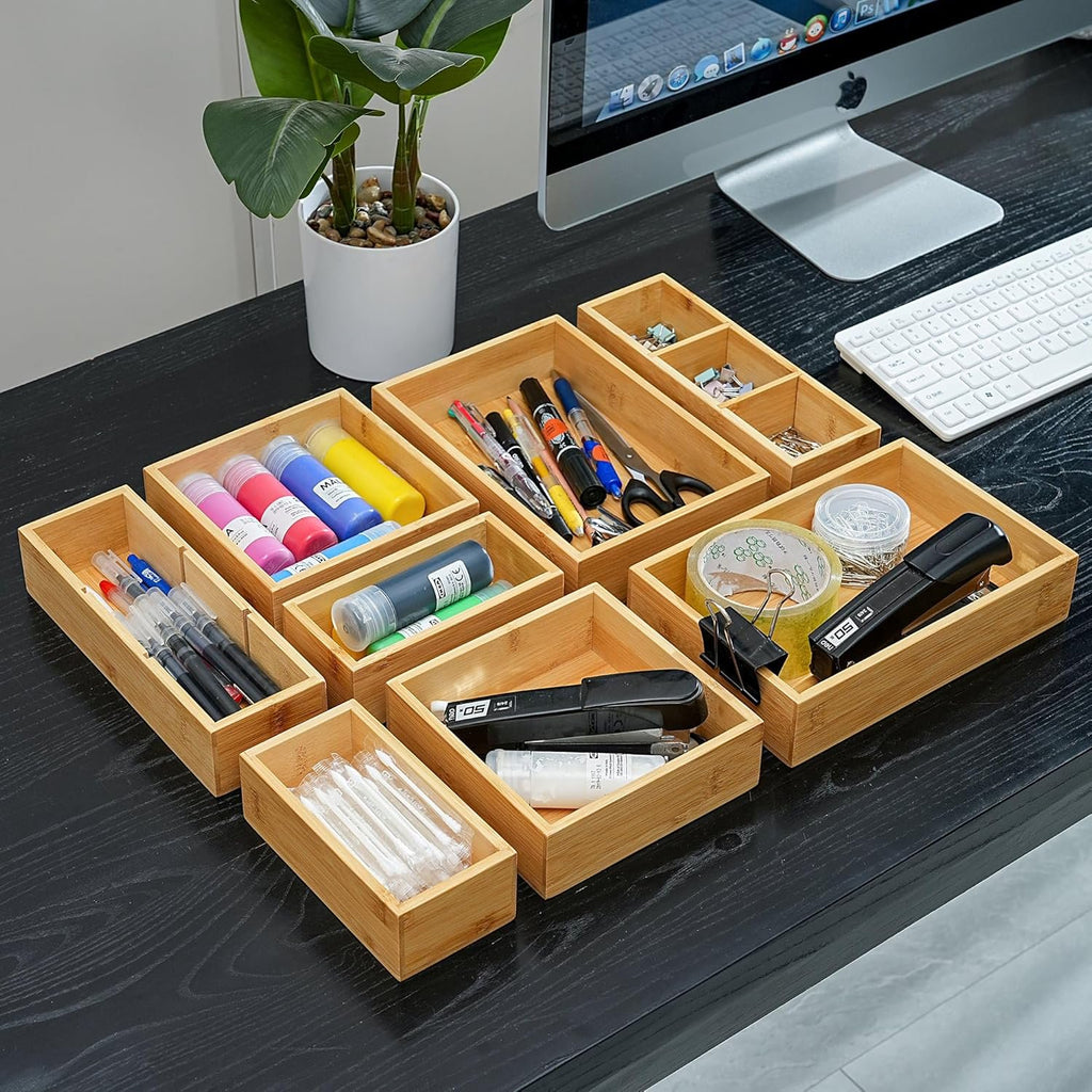 Set of 9 Bamboo Wood Drawer Organizer E576