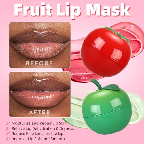 6 PCS Mini Strawberry Lemon Peach Cherry Moisturizing Lip Sleeping Mask Set Y763975