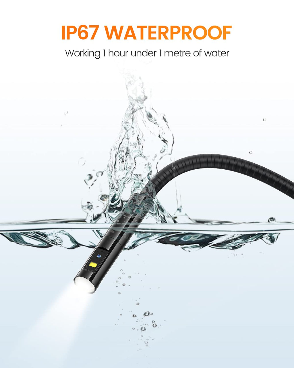 Dual Lens Inspection Camera with Light, 5 IPS Screen, 16.4ft Flexible Probe, 1080p T601041