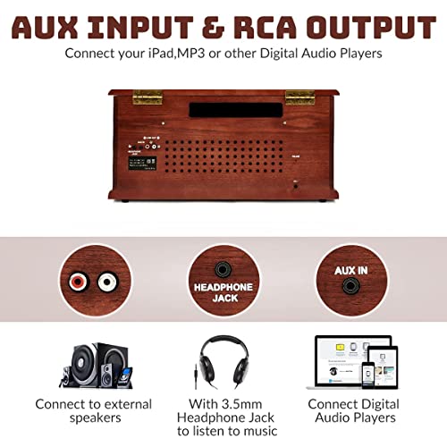 10-in-1 Bluetooth Turntable Record Player with Built-in Speaker K75872