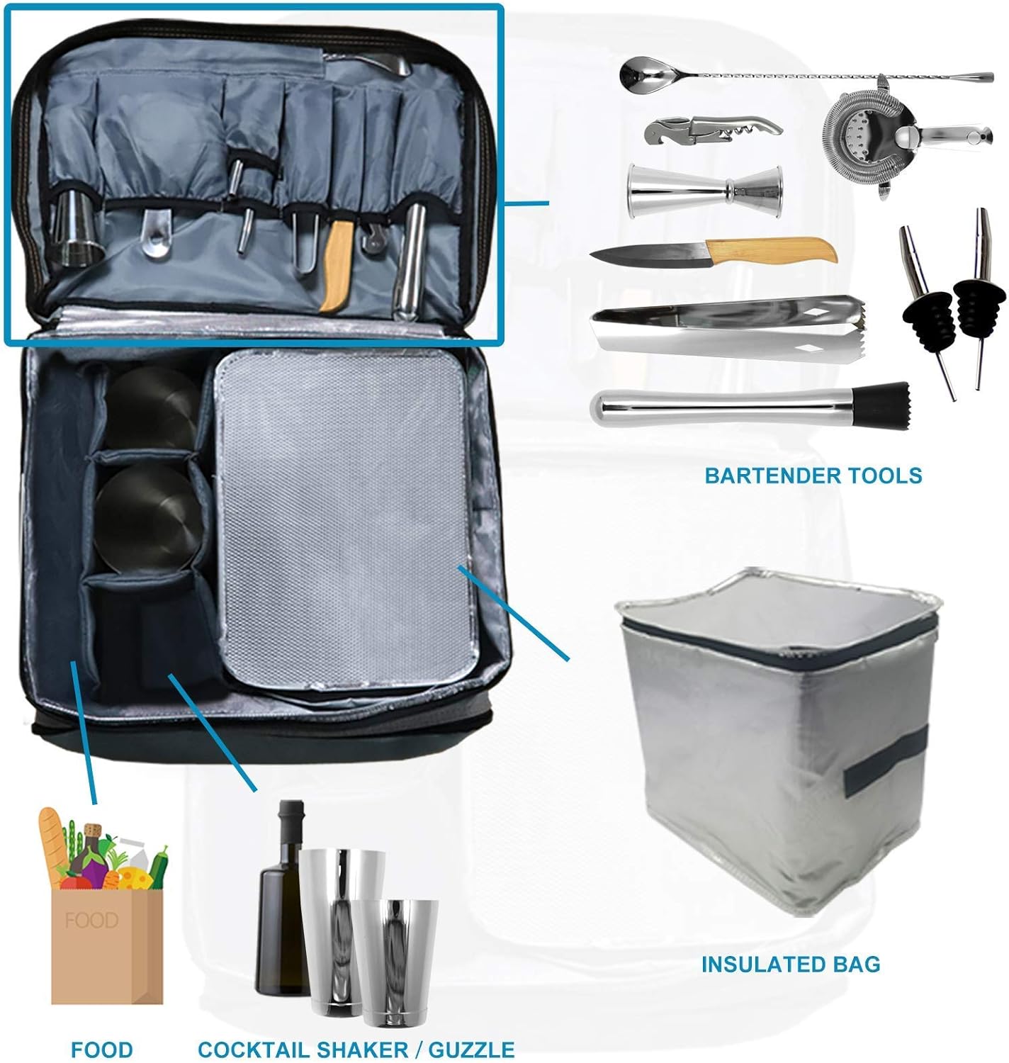 13-Pieces Bartender Kit with Insulated Bag A272360
