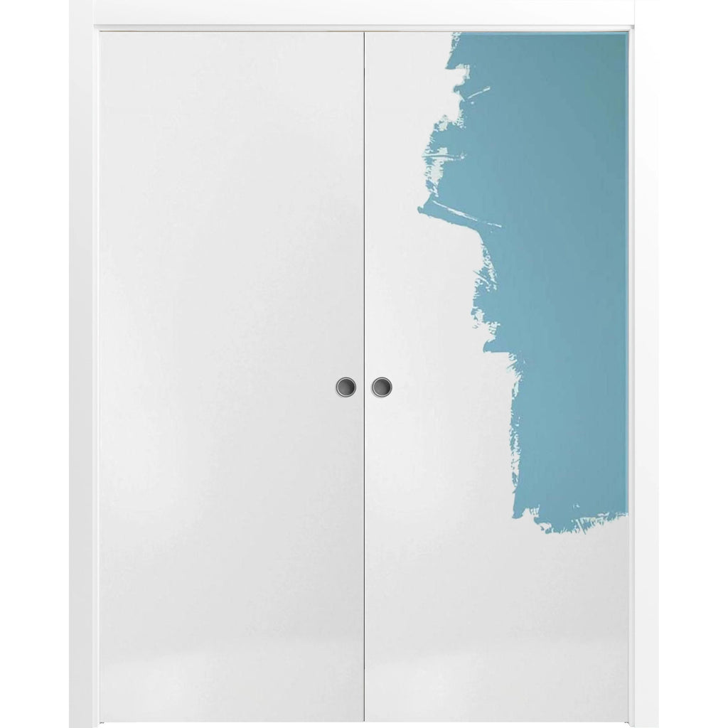 Sliding French Double Pocket Doors 84 x 80 inches Solid Wood Interior Doors Q23348