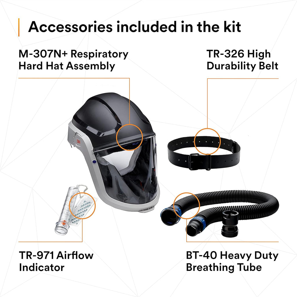 3M PAPR Respirator, Versaflo Powered Air Purifying Respirator Kit, TR-300N+ HIK, Heavy Industry, Hard Hat Assembly, All-in-One Respiratory Protection for Particulates, NIOSH Approved, Grinding P32052
