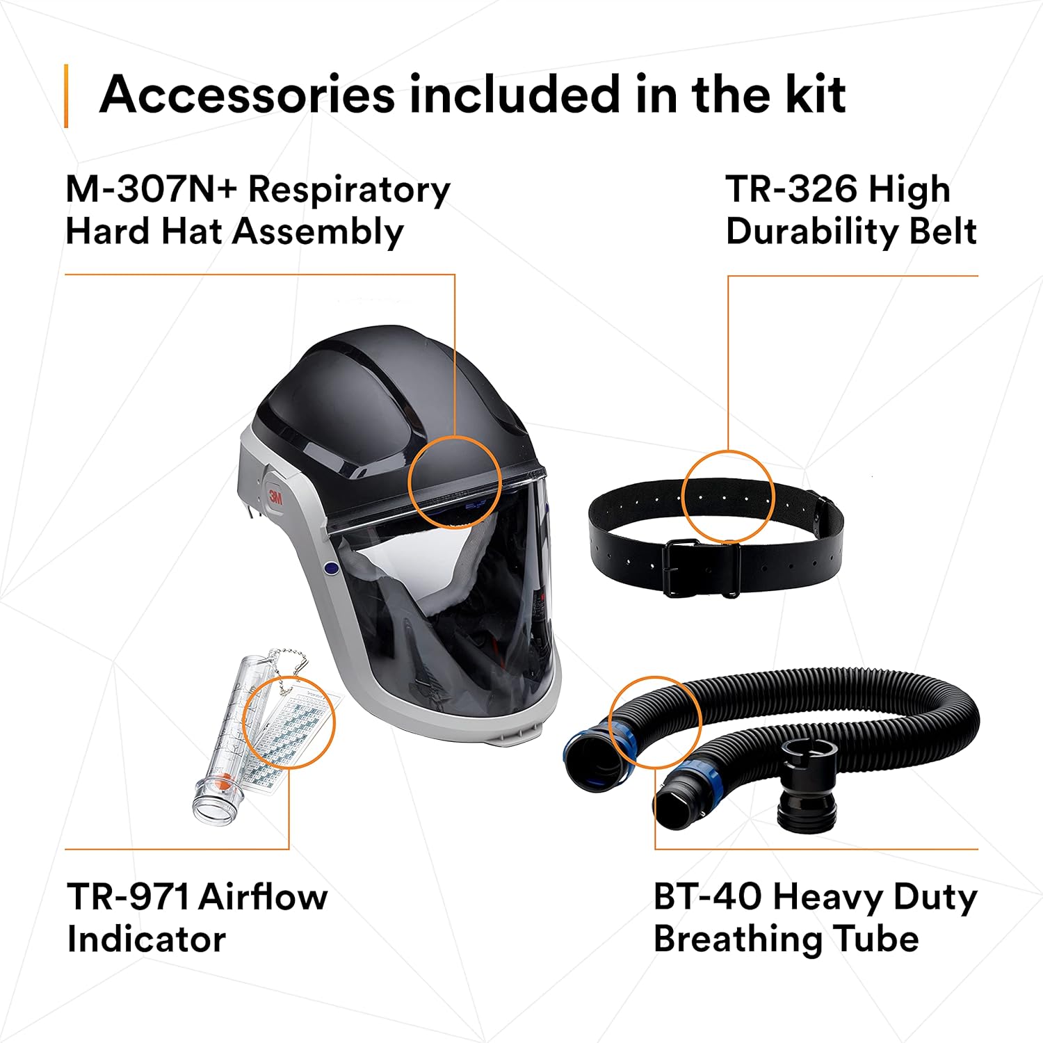 3M PAPR Respirator, Versaflo Powered Air Purifying Respirator Kit, TR-300N+ HIK, Heavy Industry, Hard Hat Assembly, All-in-One Respiratory Protection for Particulates, NIOSH Approved, Grinding P32052