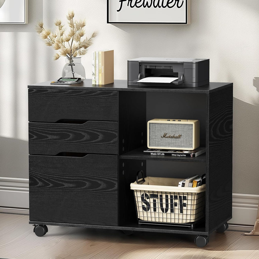 Black 3 Drawer Lateral File Cabinet A452