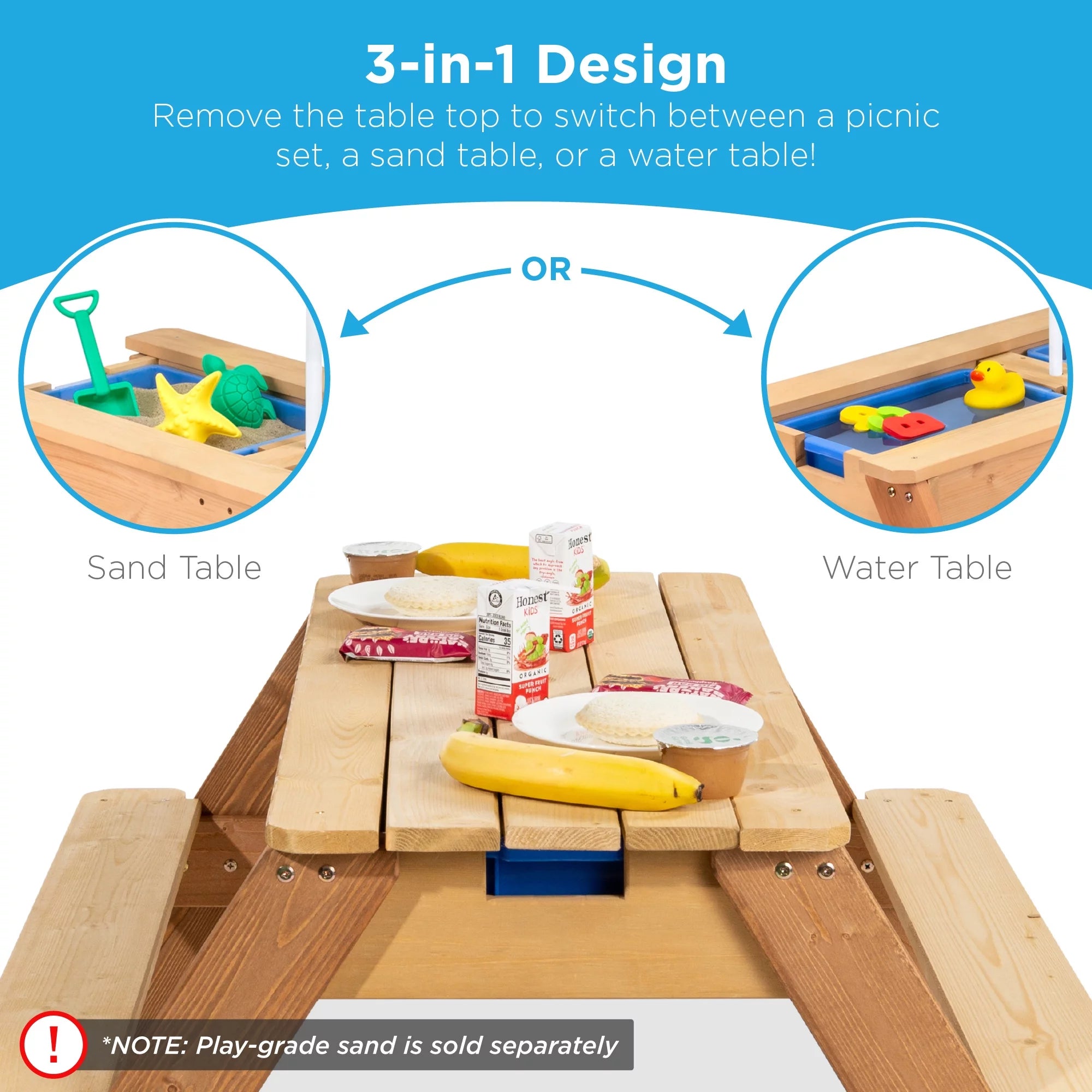 Green 3-in-1 Wood Activity Sand & Water Picnic Table with Umbrella P408043