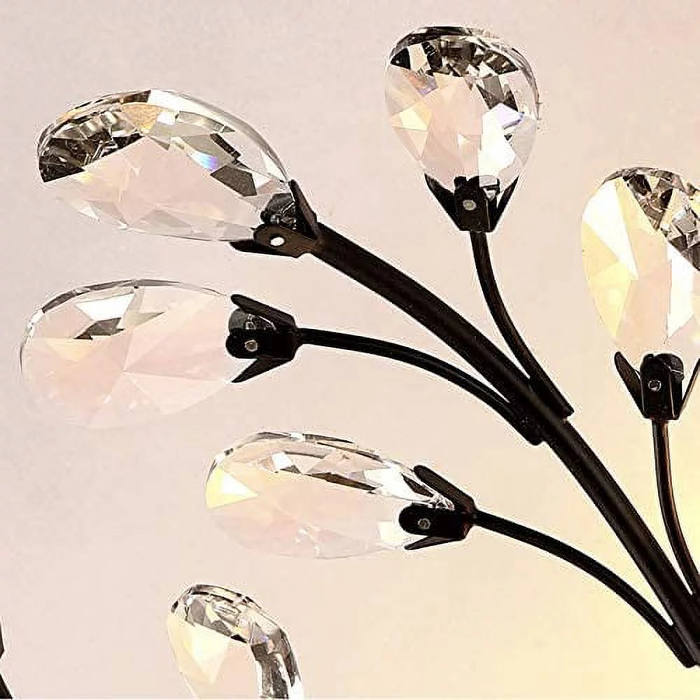Vintage Large Crystal Semi Flush Mount Ceiling Light Fixture Chandelier L28705