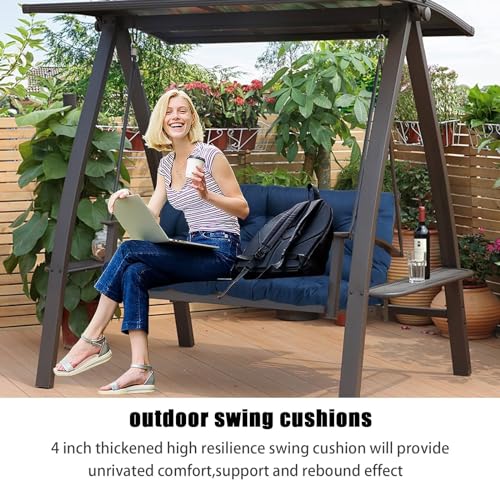 Waterproof 2-3 Seat Replacement Swing Seat Cushion with Backrest and Ties (40 * 60 in) L7153
