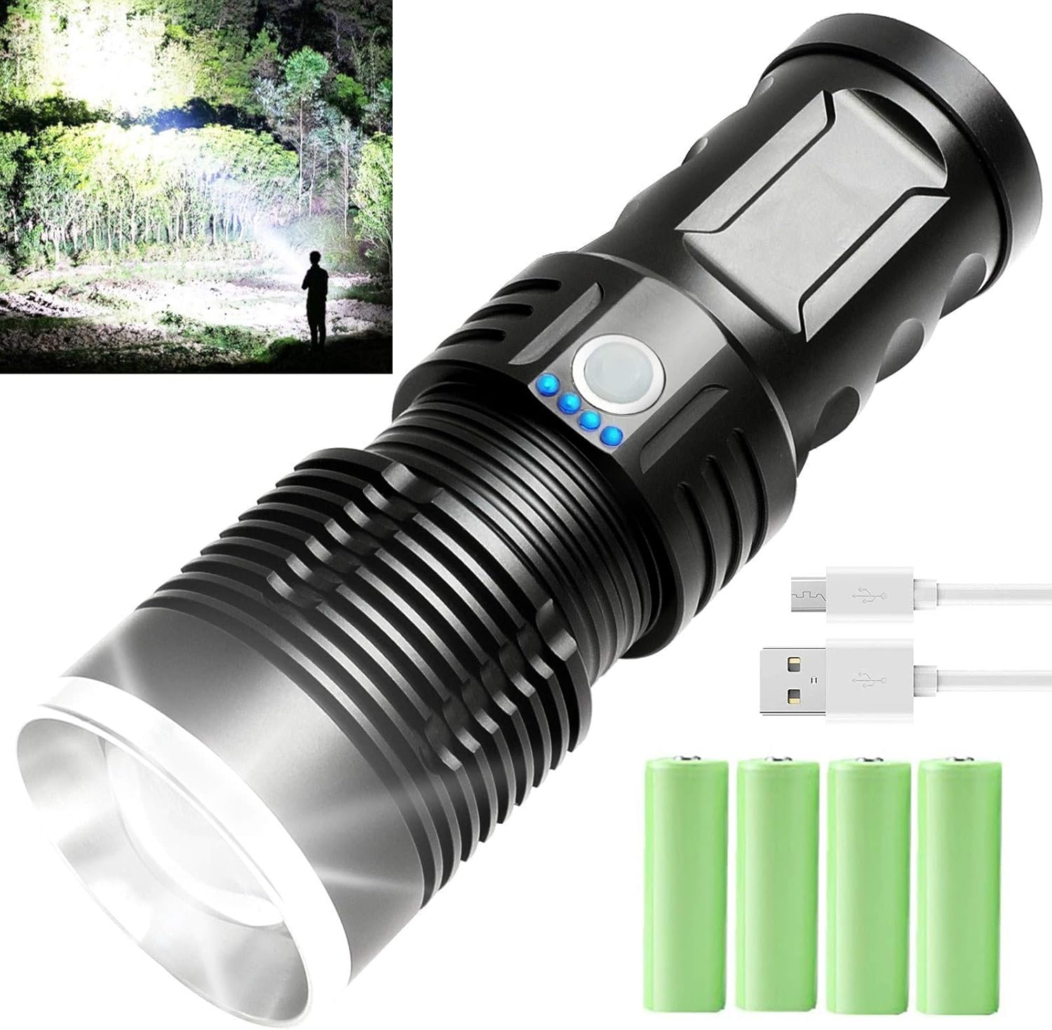 100000 Lumen Rechargeable Tactical Flashlight with Battery Q6687