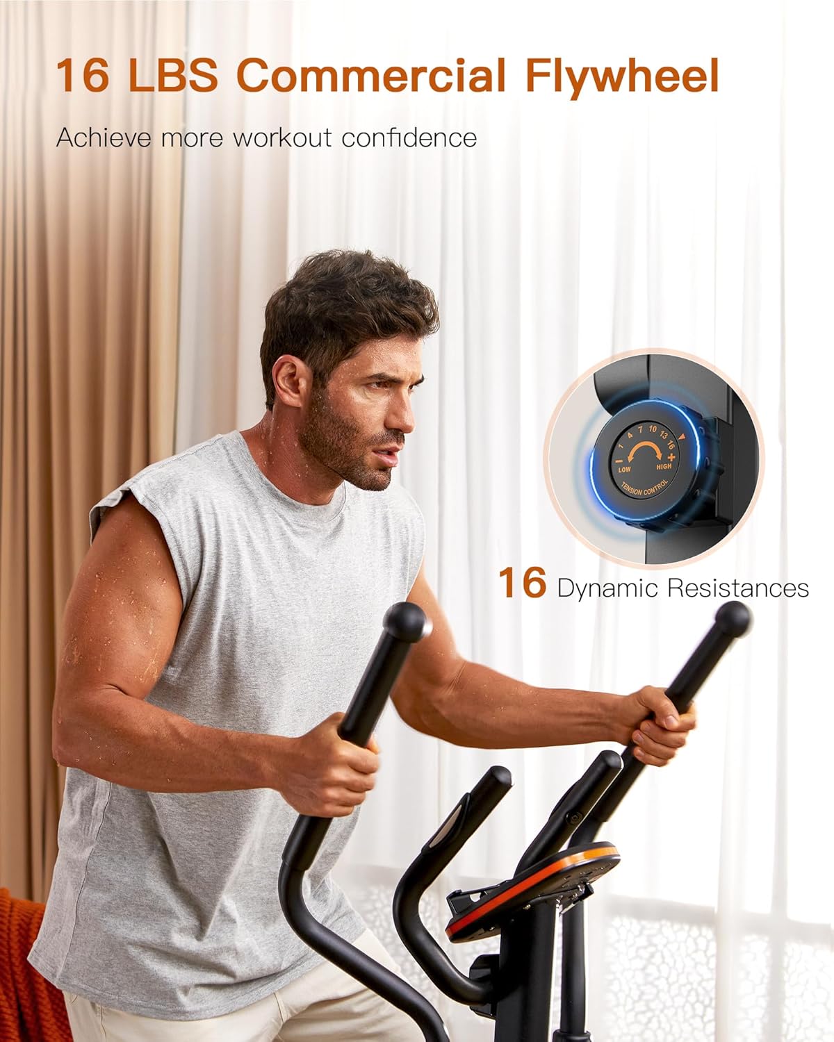 16 Resistance Levels Elliptical Machine and Recumbent Exercise Bike Z1341