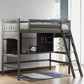 Full Size Solid Wood Loft Bed with Wardrobe and Desk K355457