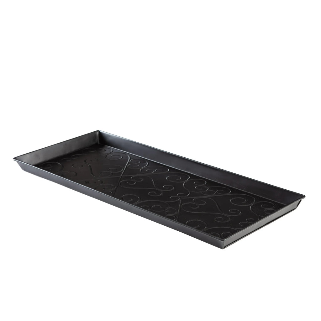 Black Metal Boot Tray with Coir Insert C7184