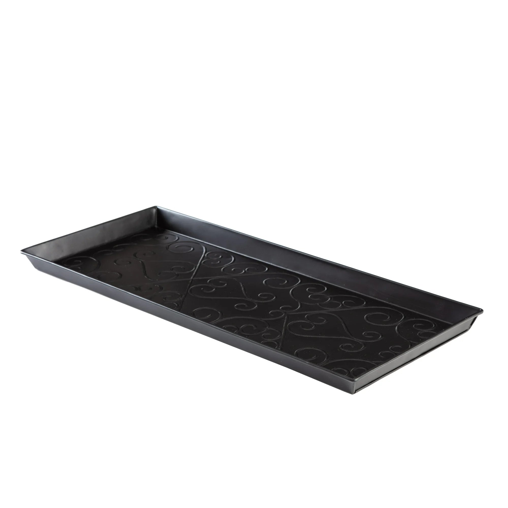 Black Metal Boot Tray with Coir Insert C7184