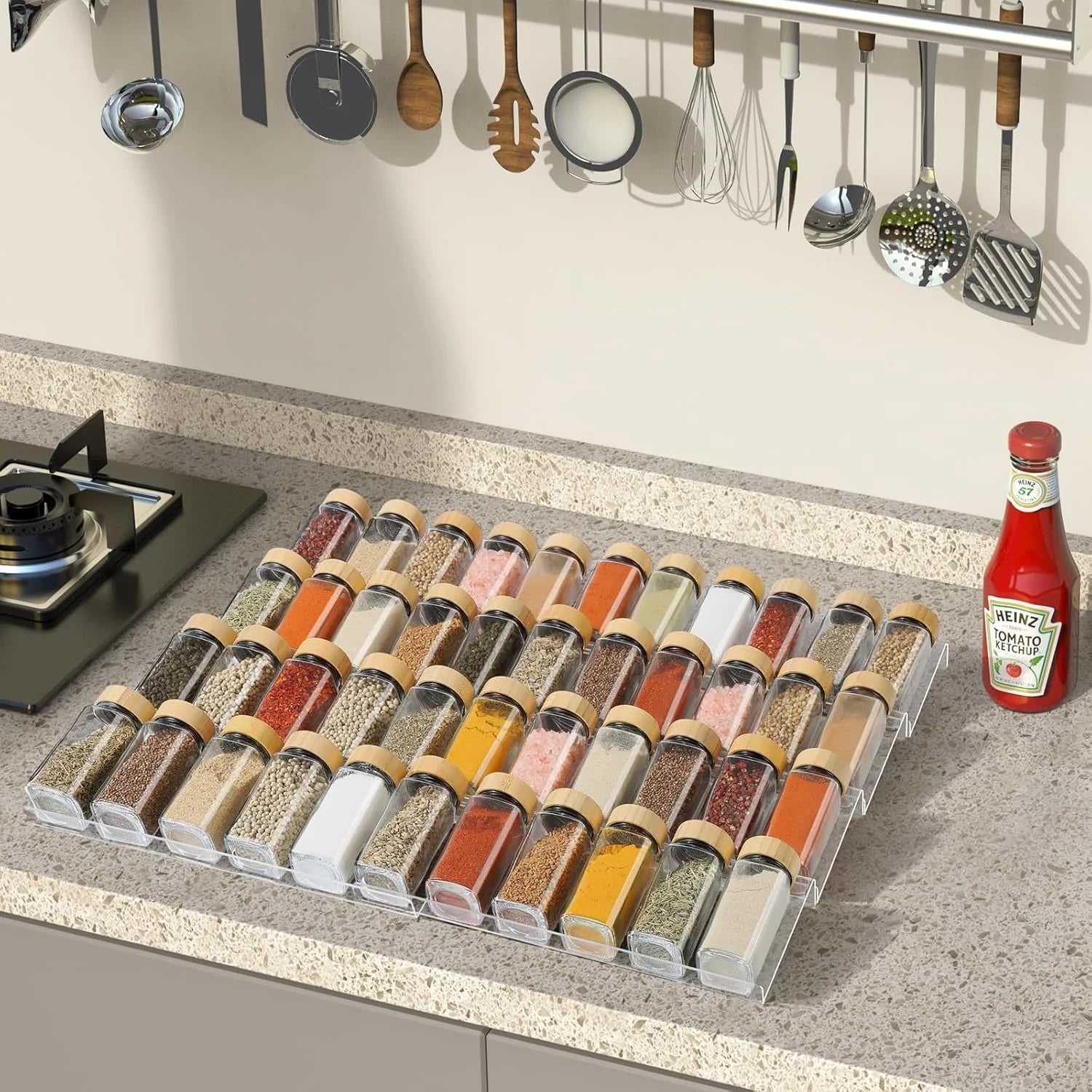 Clear Acrylic 4 Tier Spice Drawer Organizer V15536