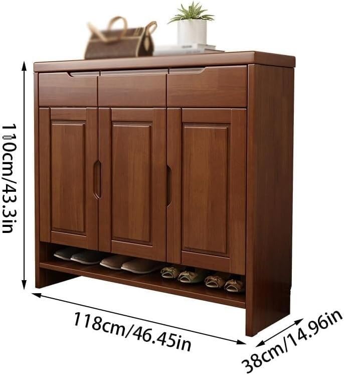 Solid Wood Shoe Cabinet with 3 Storage Drawers D597