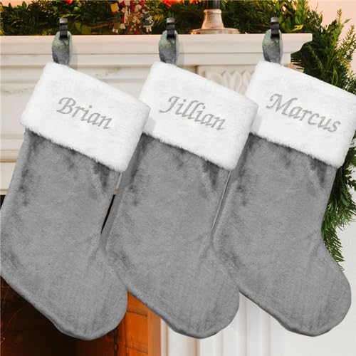 Embroidered Red Plush Christmas Stocking M31182