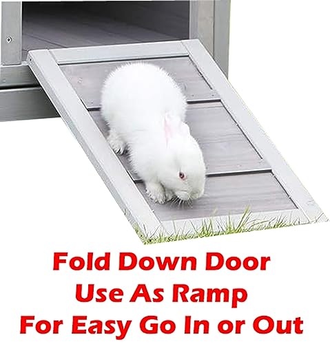 Large Double Story Wooden Rabbit Hutch on Wheels with Washable Tray X57170