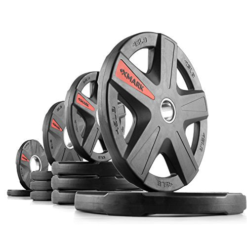 Olympic Weight Plate Sets with Olympic Weightlifting Bar, 2-inch Rubber Coated Olympic Grip Plate Set With 7’ Olympic Bar E6510