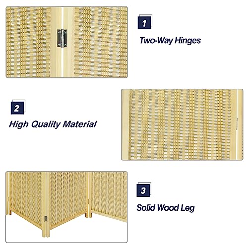 4 Panel Bamboo Room Divider with Shelves P699547
