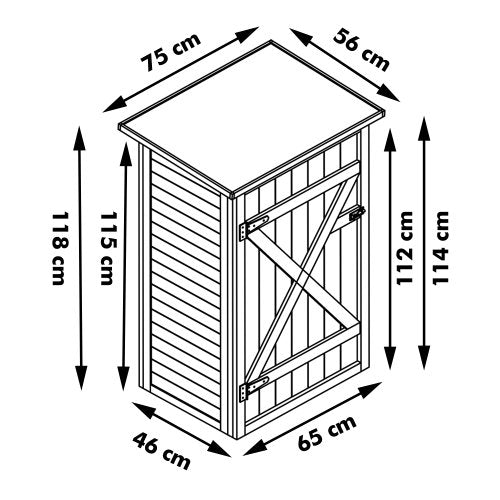 71" Wooden Outdoor Storage Shed with Adjustable Shelves S563