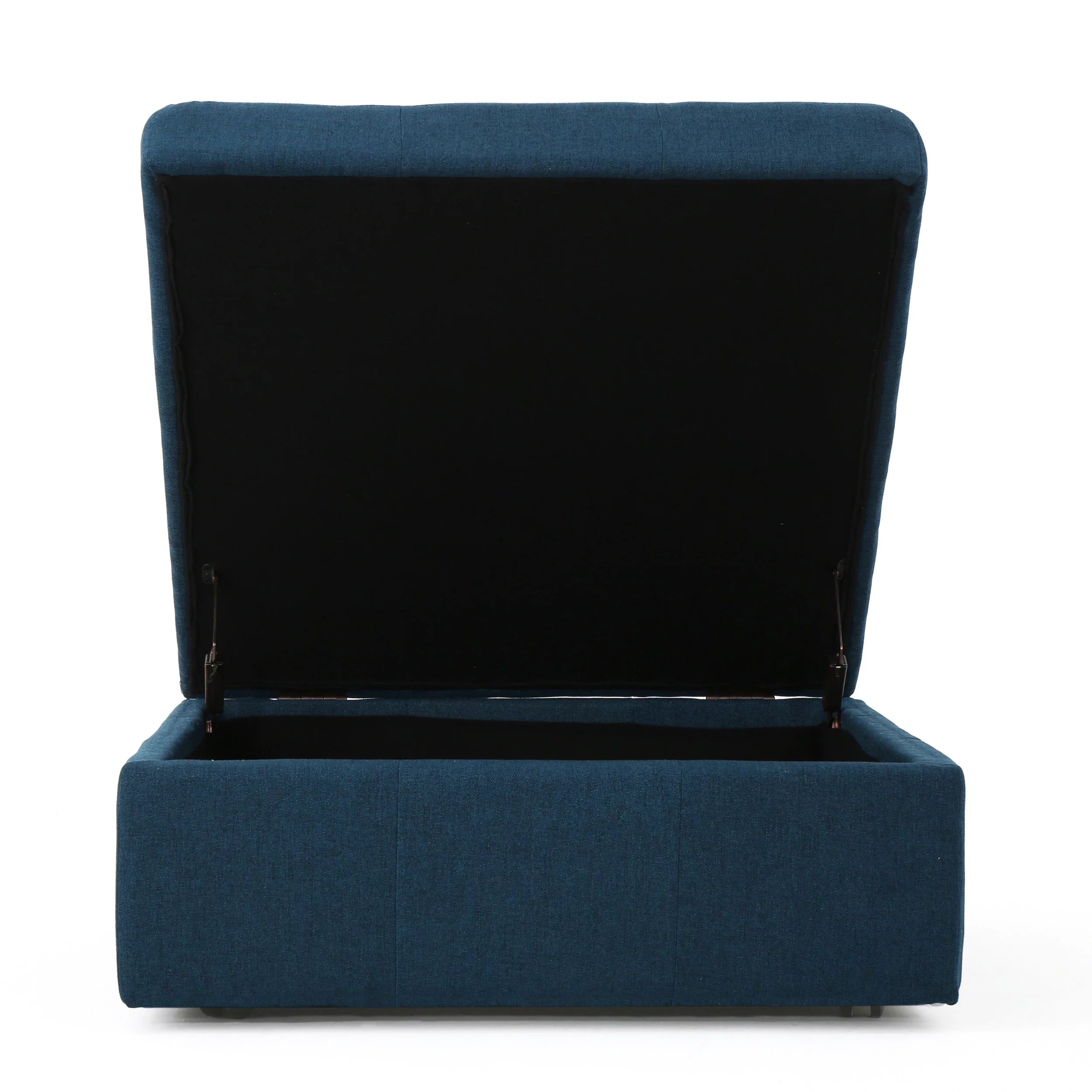 Navy Blue Tufted Fabric Storage Ottoman with Rolling Casters E2786