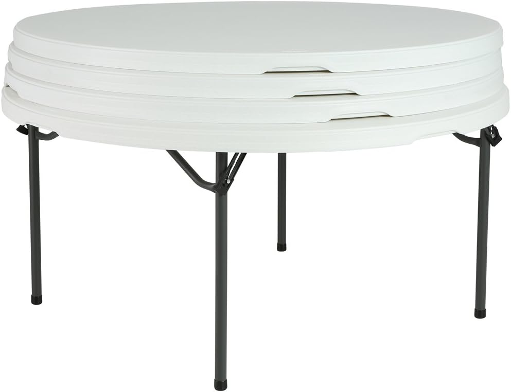 4 60-Inch Round Folding Tables with 32 Folding Chairs White Granite O142