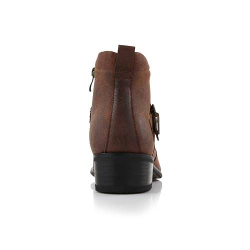 Mens Memory Foam Casual High Western Buckle Strap Ankle Dress Boots X24318