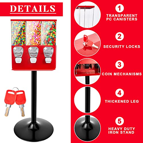 Black Triple Head Candy Vending Machine with Stand A738