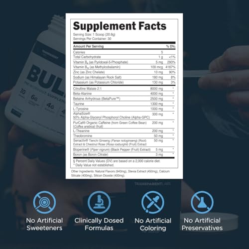 30 Servings Blue Raspberry Pre-Workout Powder & 30 Servings Tropical Punch Creatine HMB C726