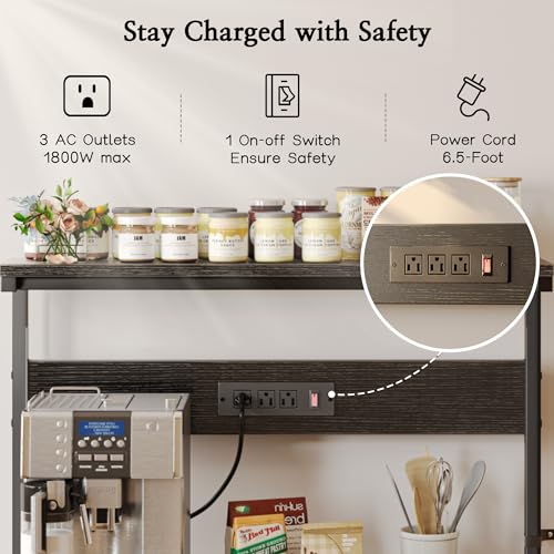 Rustic Brown 4 Tiers Kitchen Bakers Rack with Power Outlet B177