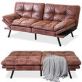 Faux Leather Futon Bed, Convertible Memory Foam Sofa Bed, 71" Sofas, Matte Black K3583
