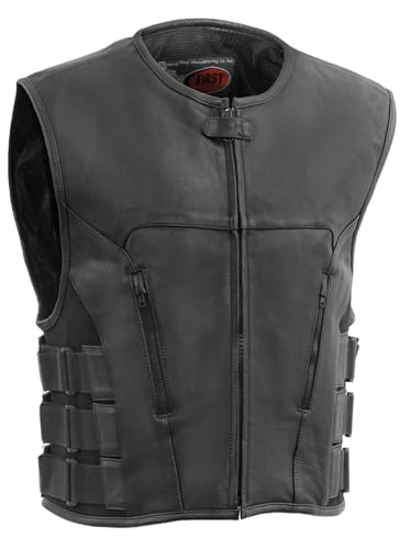 Men's Motorcycle Biker Riding Leather Vest V45094