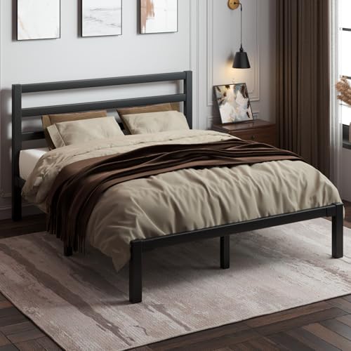 Black Full Size Metal Platform Bed Frame F565688