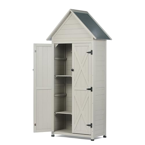 71" Wooden Outdoor Storage Shed with Adjustable Shelves S563