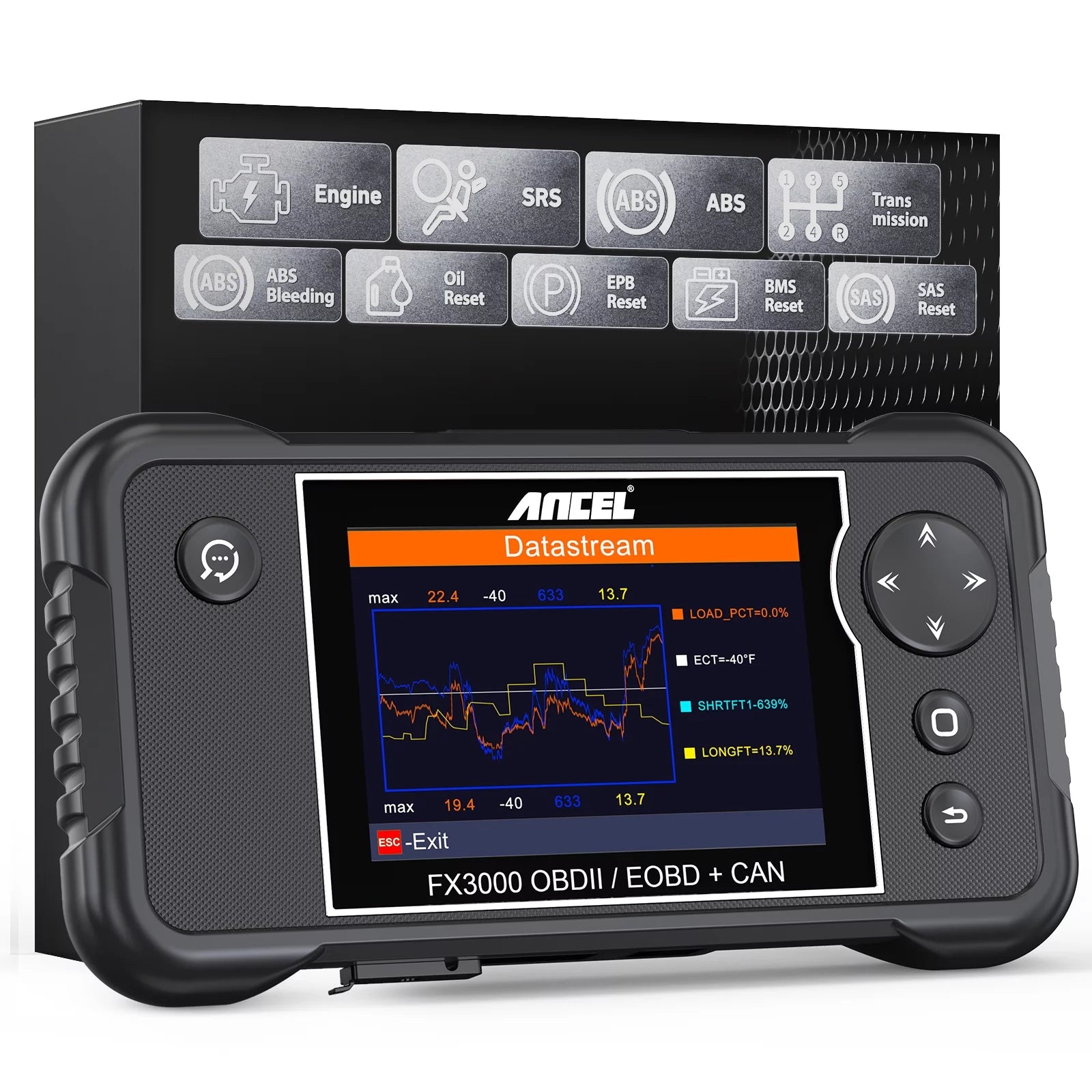 OBD2 Scanner Car Diagnostic Tool with ABS SRS Transmission Scan T28394