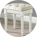 Vanity Bench with Padded Cushion Solid Wood Stool E351