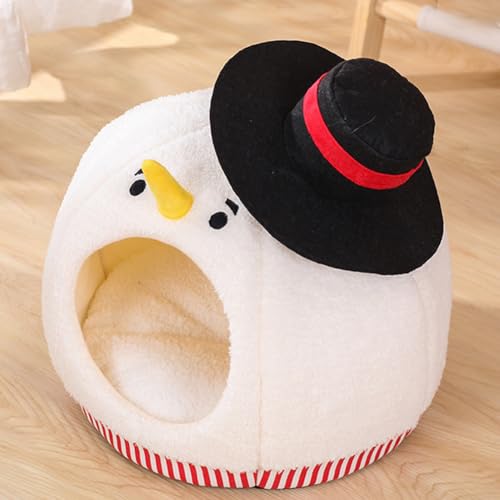 Snowman-Shaped Enclosed Cat Bed Cave with Washable Mat H86536