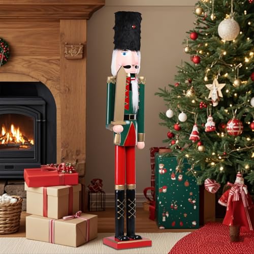 42 Inch Wooden Christmas Nutcracker with Black Fur Hat H325926