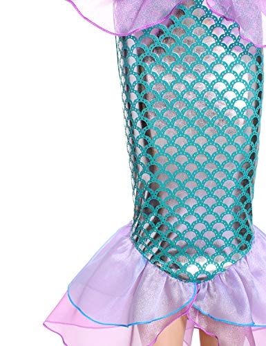 Pink Little Girls Princess Mermaid Costume with Wig Crown P5662