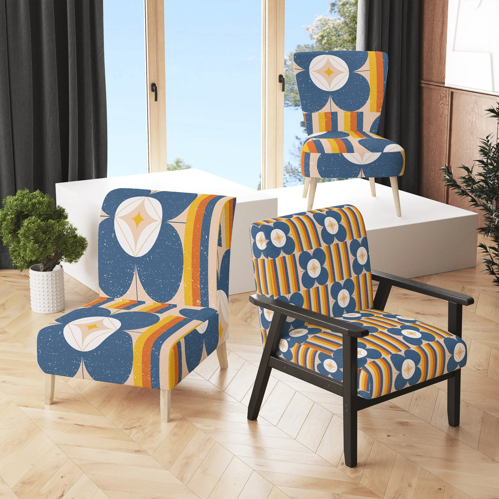 Retro Floral Pattern Upholstered Accent Chair E816236